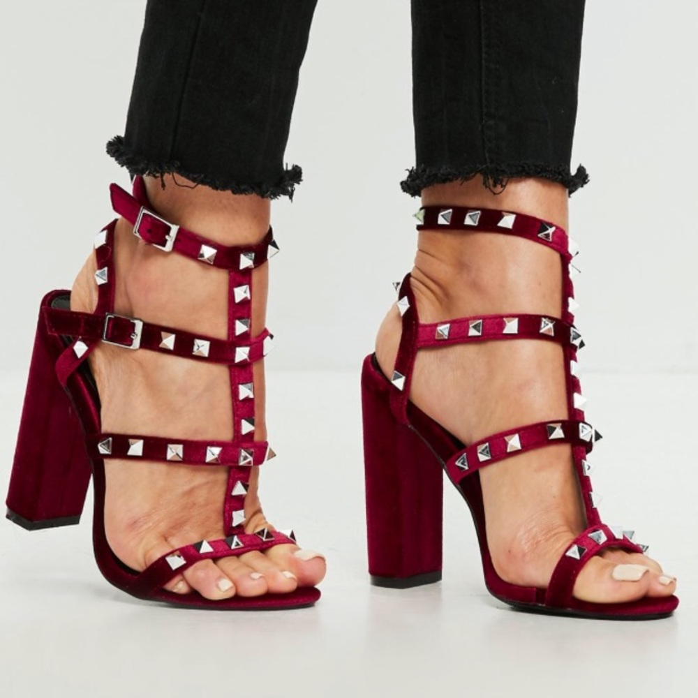 Velvet Gladiator Studded Heels